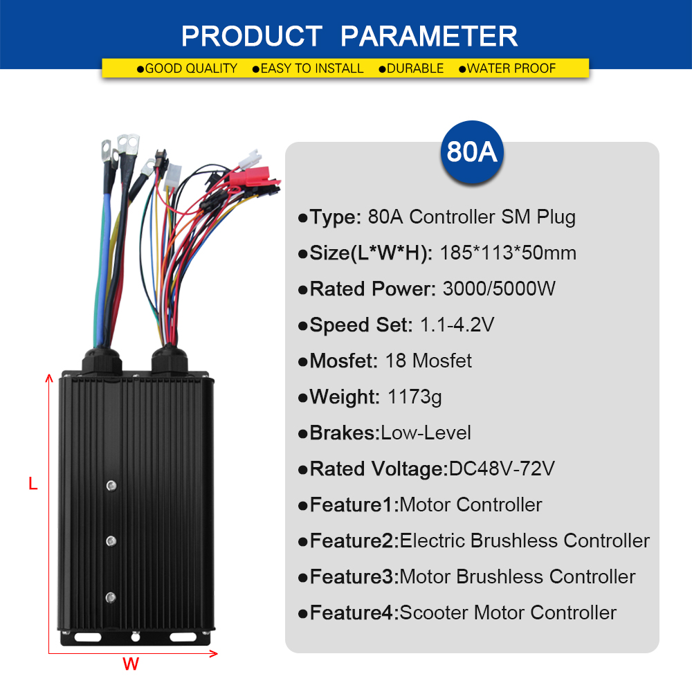 Sine Wave Controller 48V 72V 80A - E-bike Sinusgolfcontroller 48V 72V 80A met