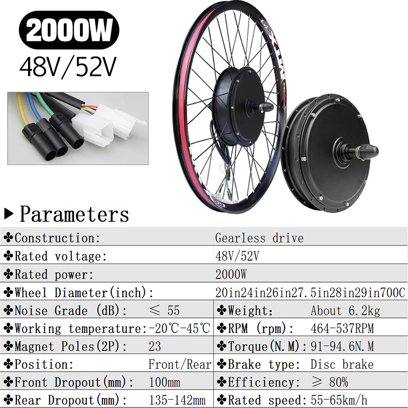 72V 5000W E-bike conversiekit  - 72V 5000W Hub Motor Kit recensie en prijs