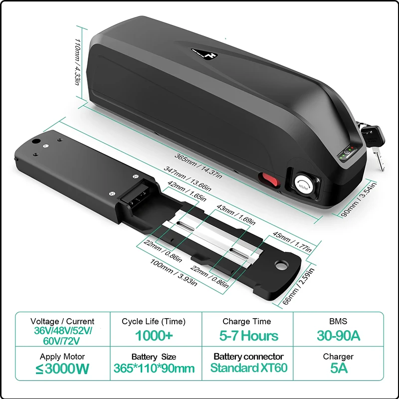 72V60V 48V 20AH 52V 36V 30AH 4 - Ebike Battery 48V 20Ah Hailong recensie en prijs