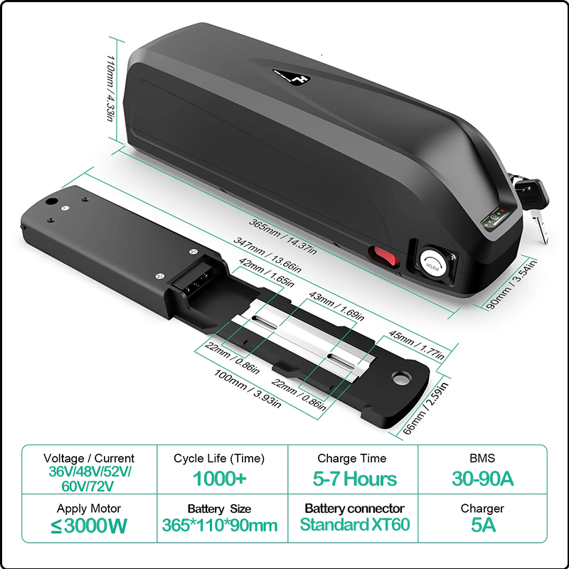 36V 48V 52V Hailong 60V 72V e- - Ebike Battery 48V 20Ah Hailong recensie en prijs